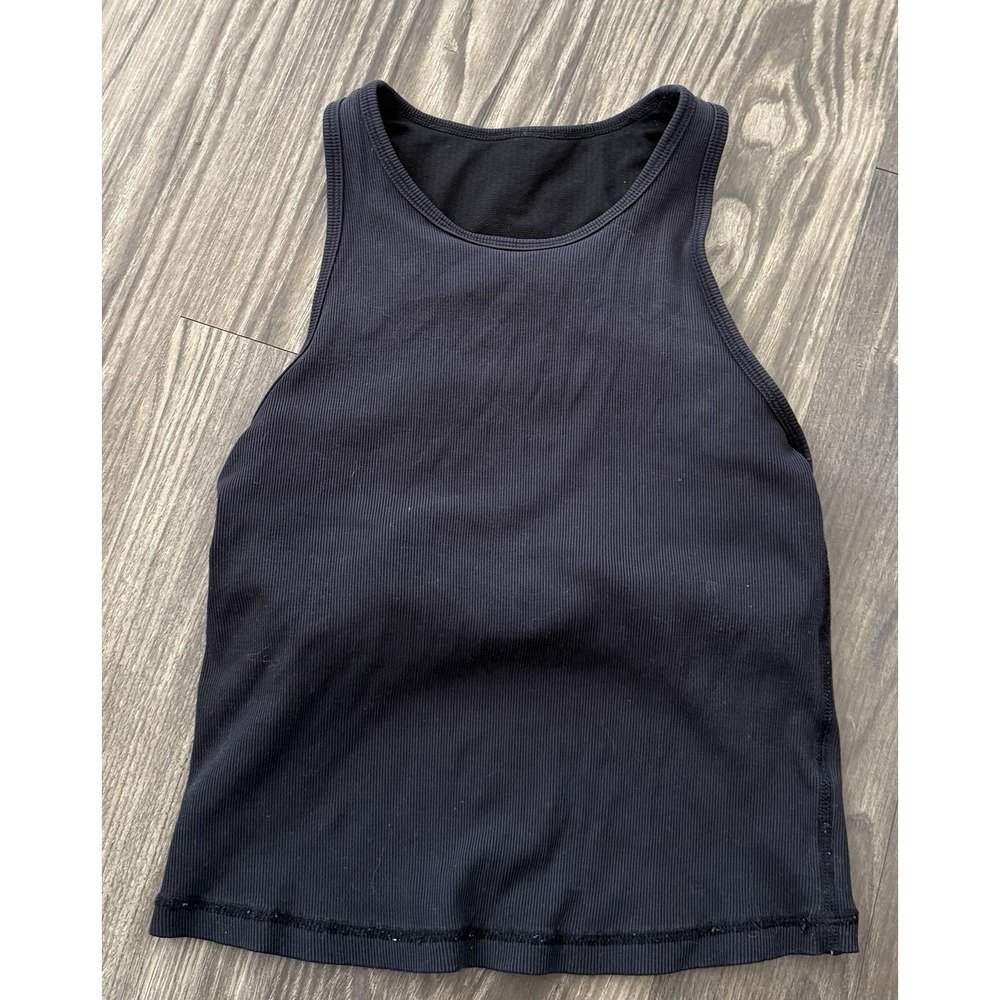 Vuori black ribbed Knit Vuori Pose Plyo Tank Top Xs Small Pilates Yoga Built Bra